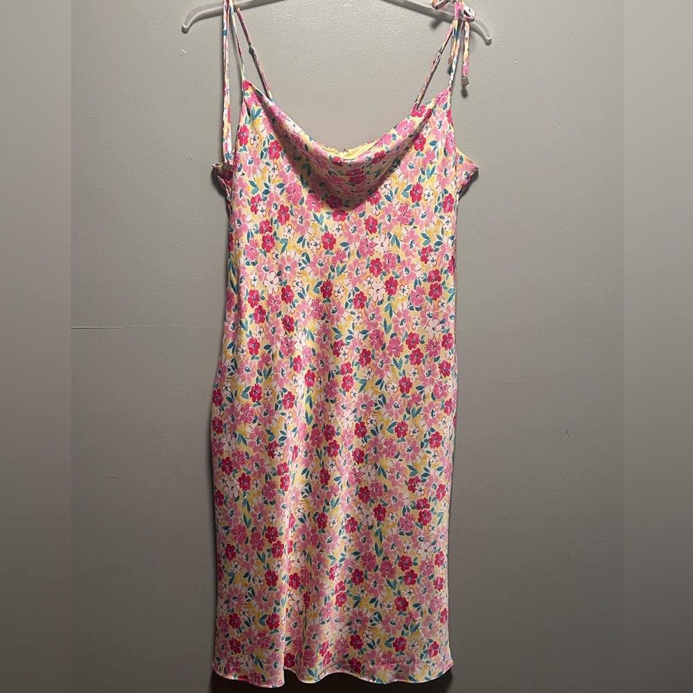 BCBG Paris Floral Slip Dress 100% Polyester Size Large 12/14